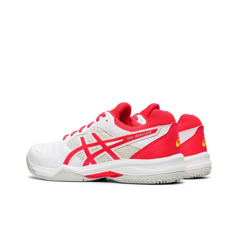 Asics Gel-Dedicate 6 Clay Wear-Resistant Low-Top Running Shoes Women's White Red-3