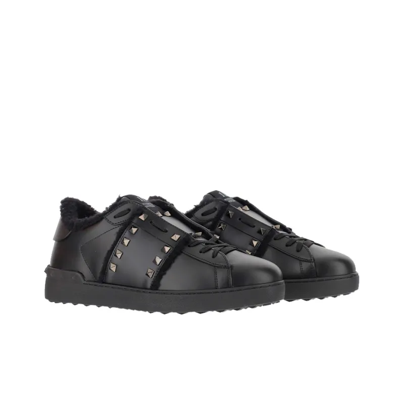 Valentino Rockstud Stylish Skateboarding Shoes Men's Black-3