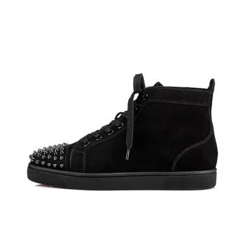 Christian Louboutin Lou Spikes Embellished High Top Sneakers