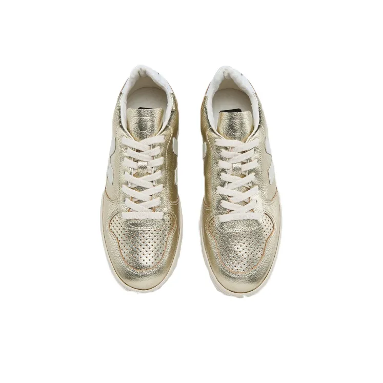 VEJA V-10 Stylish Skateboarding Shoes Unisex White Gold-3