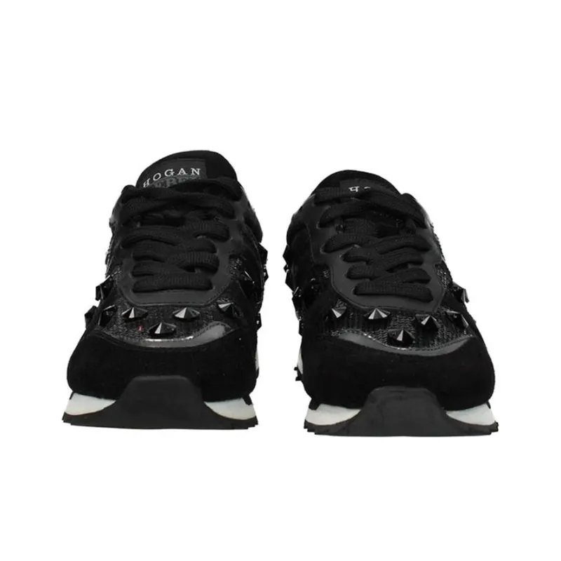 HOGAN Rebel Cushioned Wear-Resistant Lightweight Warm Low-Top Casual Shoes Women's Black-3