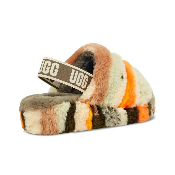 UGG Fluff Yeah Cali Collage Slide Olive Women's-4