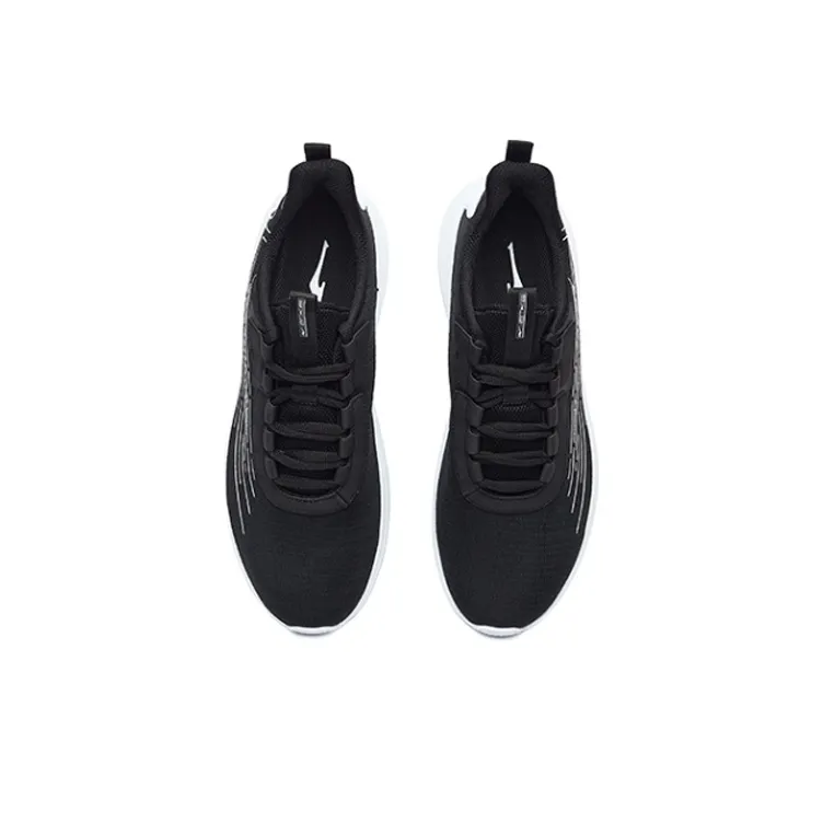 Erke Cushioning, Slip Resistant, And Abrasion Resistant Low Top Running Shoes Men's Black White-2