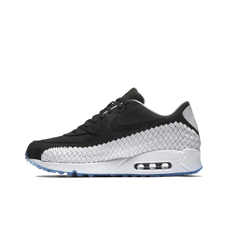 Nike Air Max 90 Cushioned Slip Resistant Abrasion Resistant Breathable Low Top Running Shoes Men's Black White-0