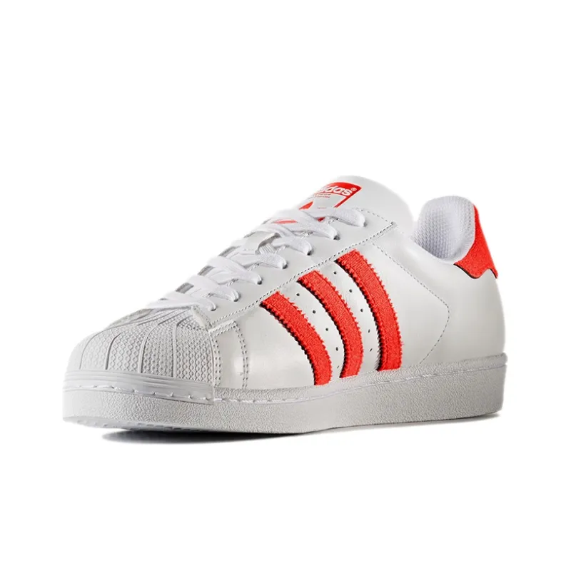 Adidas Originals SUPERSTAR Style Non-slip Lightweight Low-Top Skateboard Shoes Unisex Coral Orange-2