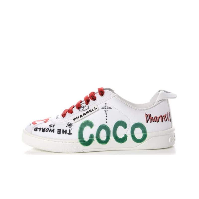 CHANEL X Pharrell Skateboard Shoes Women's White-0