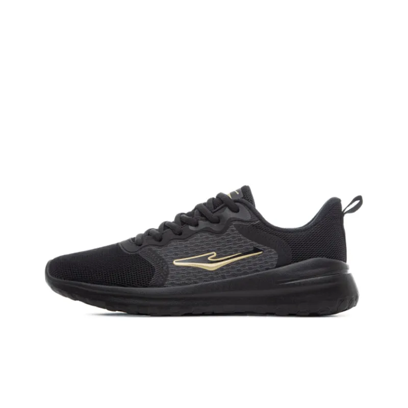 Erke Breathable And Resilient Low Top Running Shoes Men's Black Gold-0