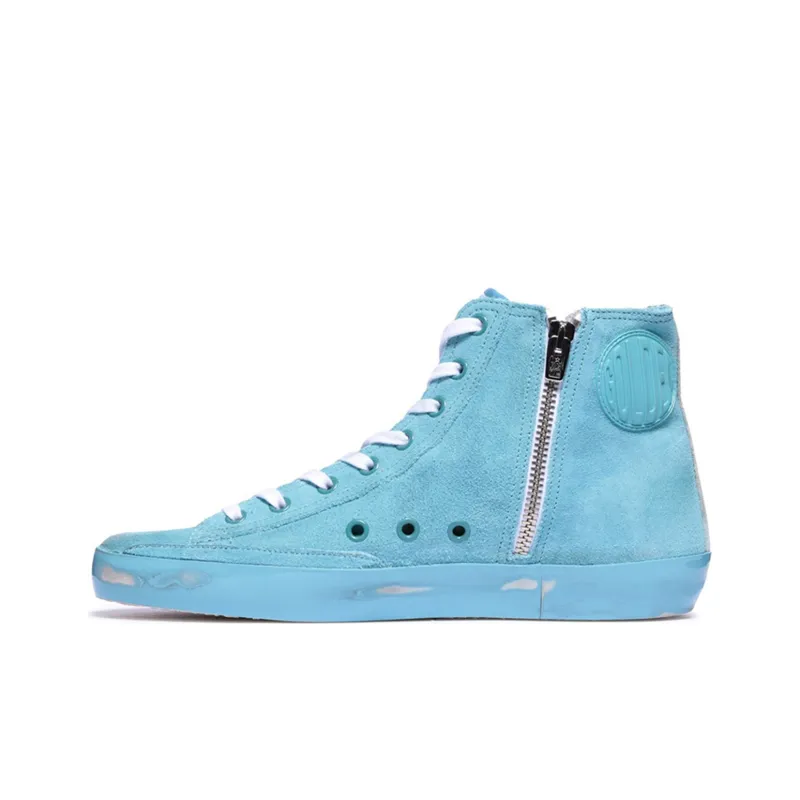 Golden Goose Francy Skateboard Shoes Women's High Top Lake Blue-2