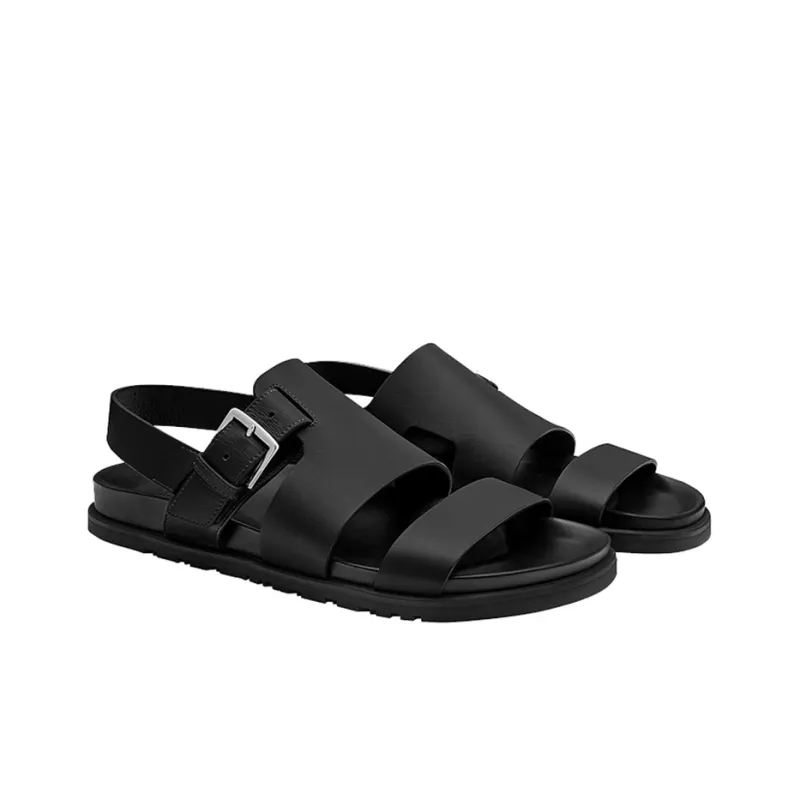 HERMES Corentin Beach Sandals Men's Black-2