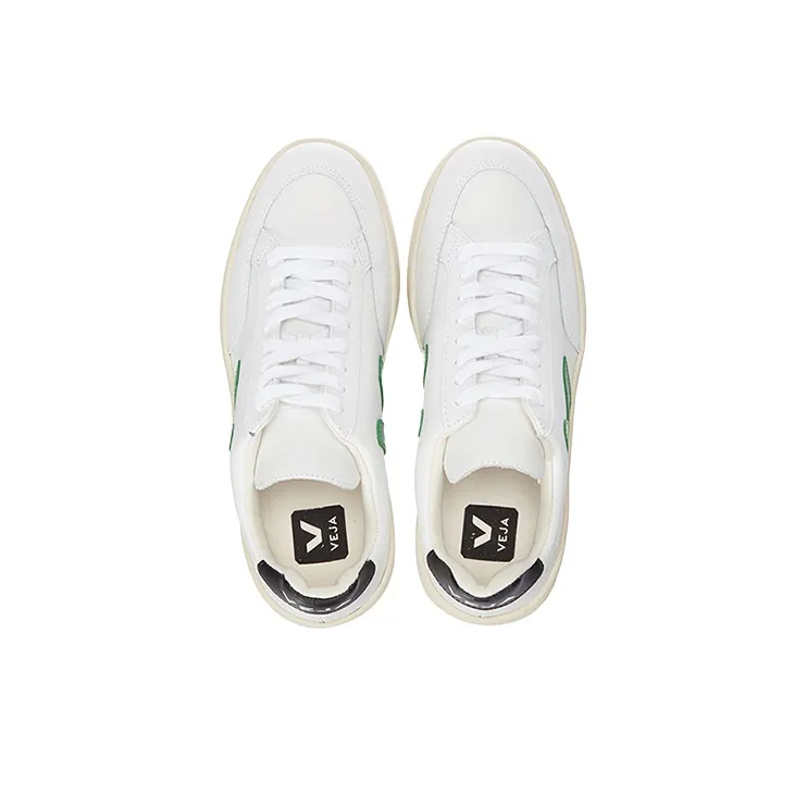 VEJA V-12 Low-Top Stylish Skateboarding Shoes Unisex White Green-3
