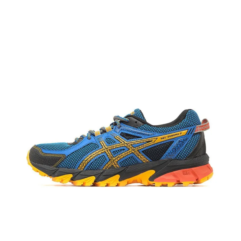 Asics Gel-Sonoma 2 Breathable Lightweight Low-Top Running Shoes Men's Blue Orange-0