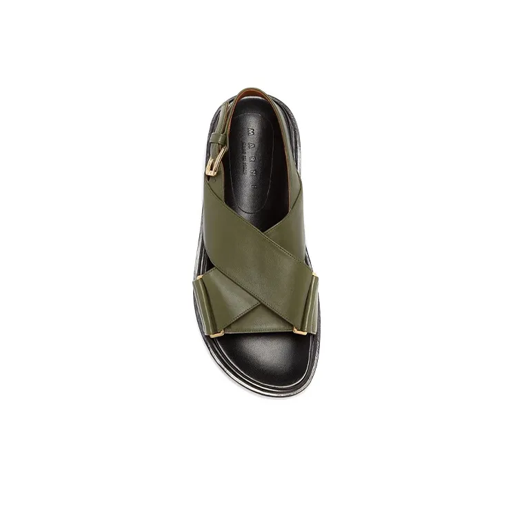 MARNI Fussbett Colour-block Leather Sandals-3