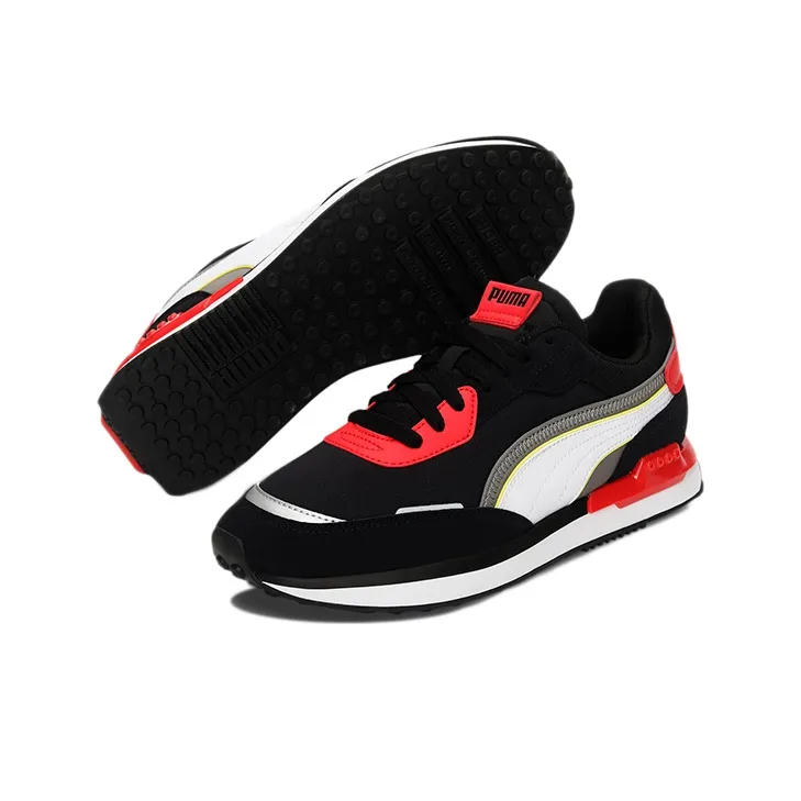 PUMA Future Rider Breathable Low Top Casual Shoes Unisex Black White Red-4