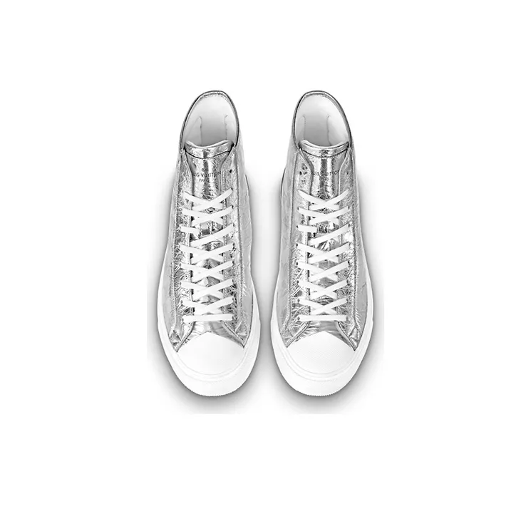 LOUIS VUITTON Tattoo High Top Stylish Skateboarding Shoes Men's Silver-2