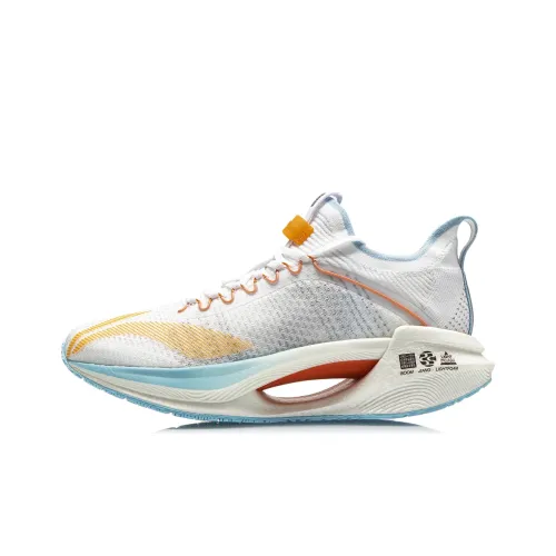 LiNing Jueying Essential Cushioning Anti Slip And Wear Resistant Low Top Running Shoes White Blue Yellow