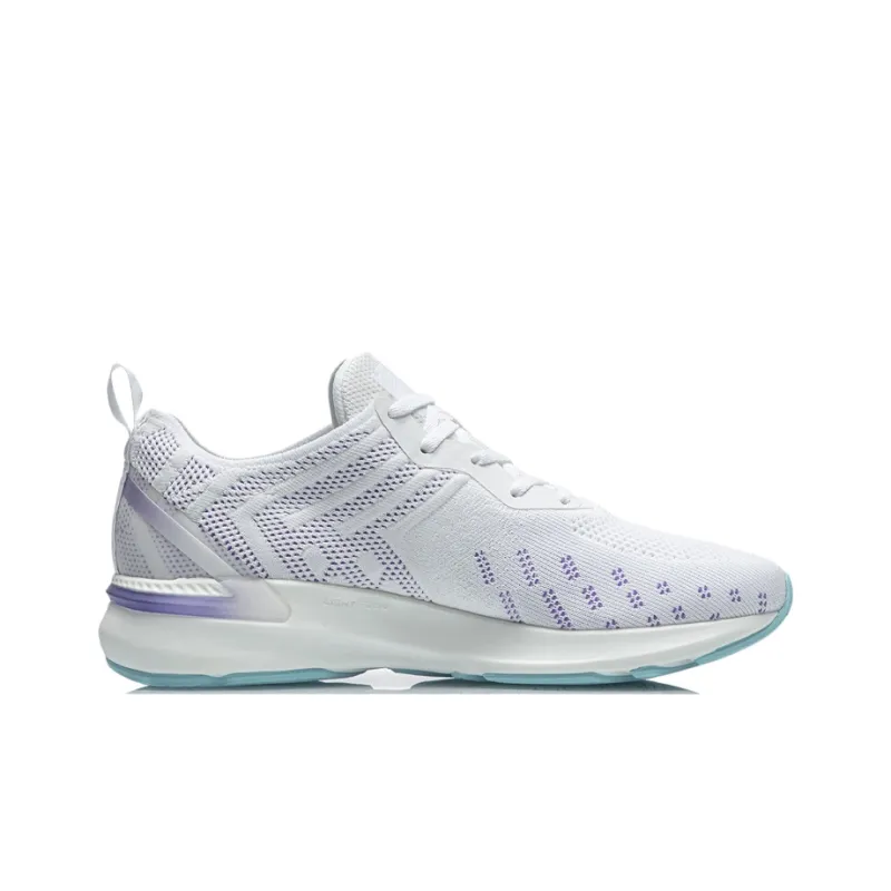 LiNing Lan Cushioning Anti Slip And Wear Resistant Low Top Running Shoes White Purple-1