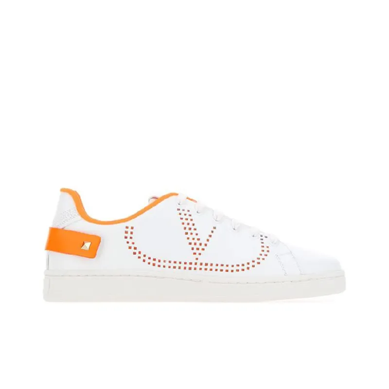 Valentino Backnet Skateboard Shoes Women's Low-Top White/Orange-1