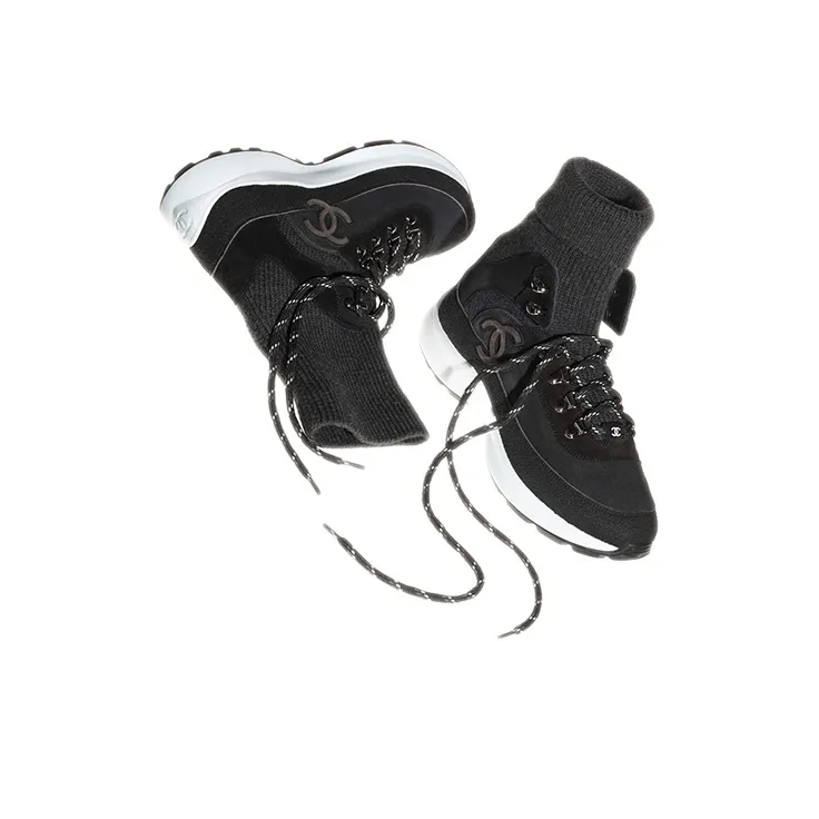 CHANEL High Top Casual Shoes Women's Black-1
