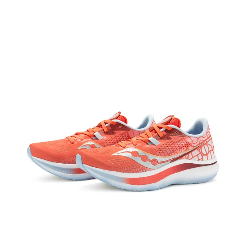 Saucony Endorphin Pro 2 Cushioned Wear Resistant Water Resistant Low Top Running Shoes Unisex Coral Red Orchid-2