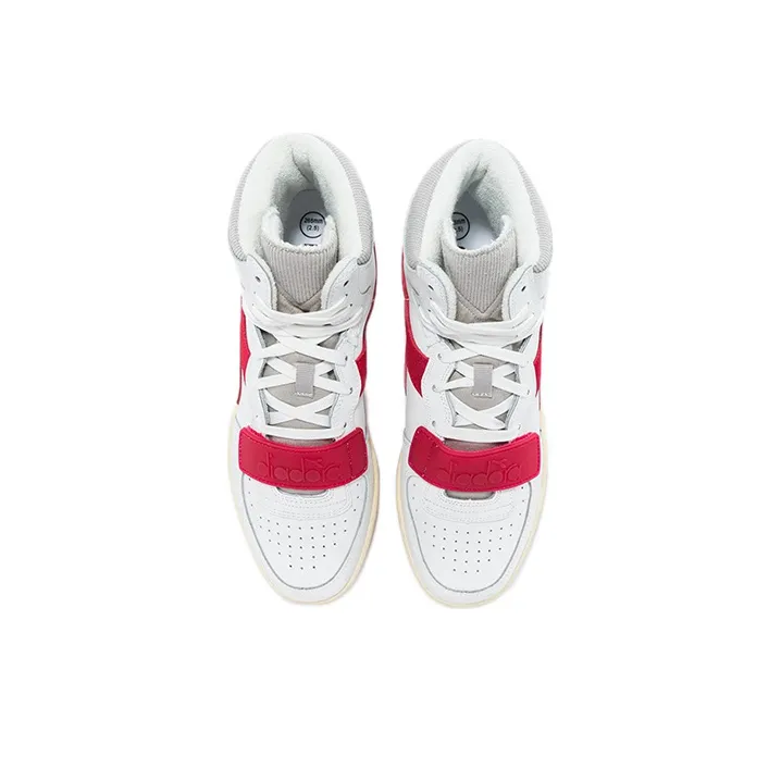 Diadora MI BASKET USED Stylish Skateboarding Shoes Unisex White Red-3