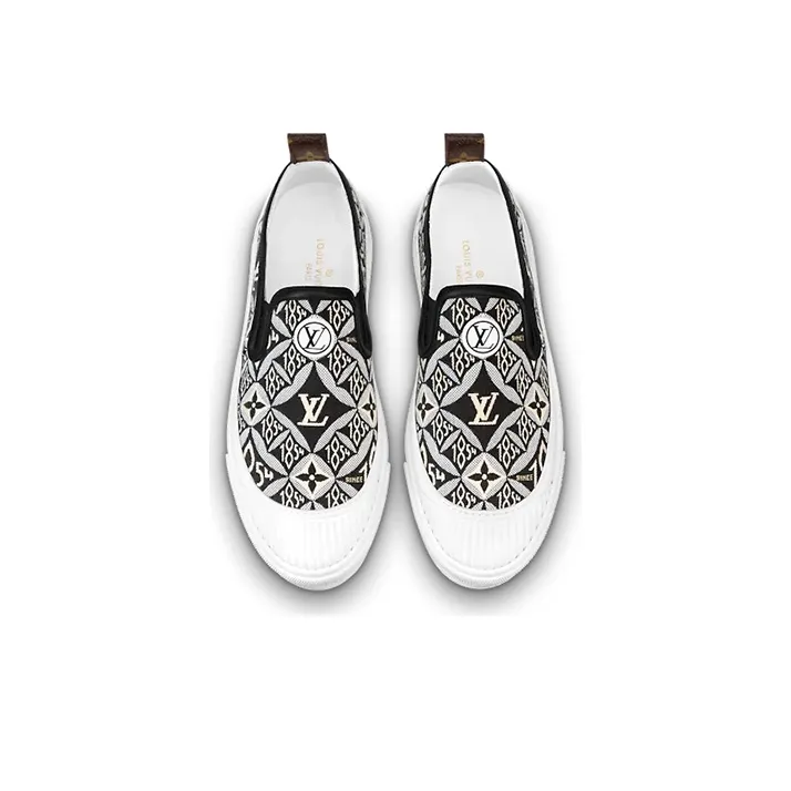 LOUIS VUITTON Playtime Slip On Shoes 'Black White Monogram' Women's-3