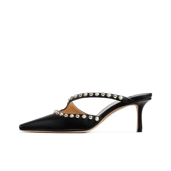 Jimmy Choo ROS 65 High Heel Closed Toe Slippers Women's Black
