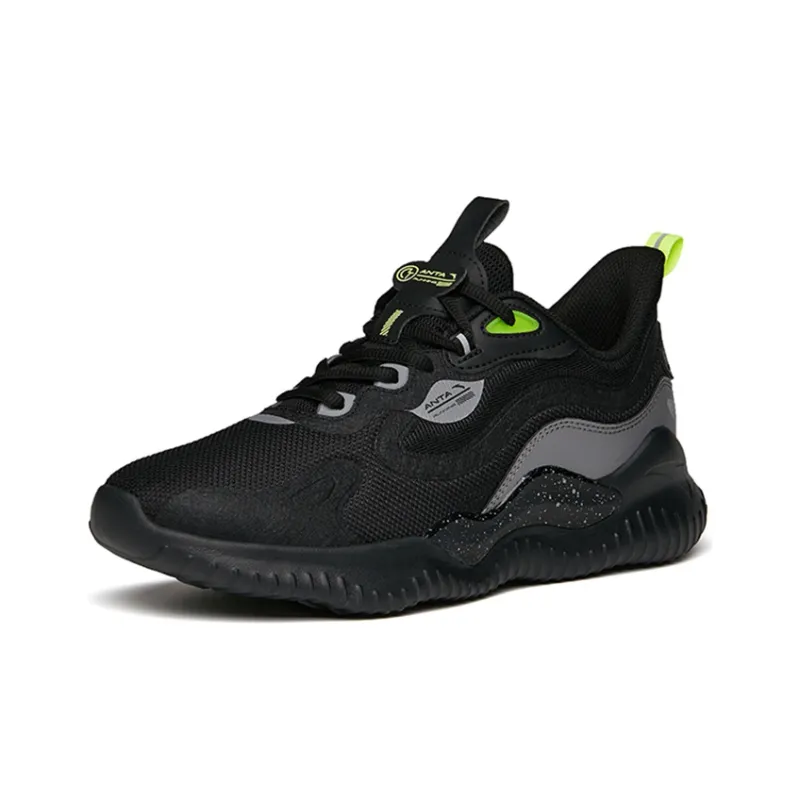 Anta Running Collection Cushioning Anti-Slip Wear-Resistant Breathability Low-Top Running Shoes Men's Black Gray Green-2