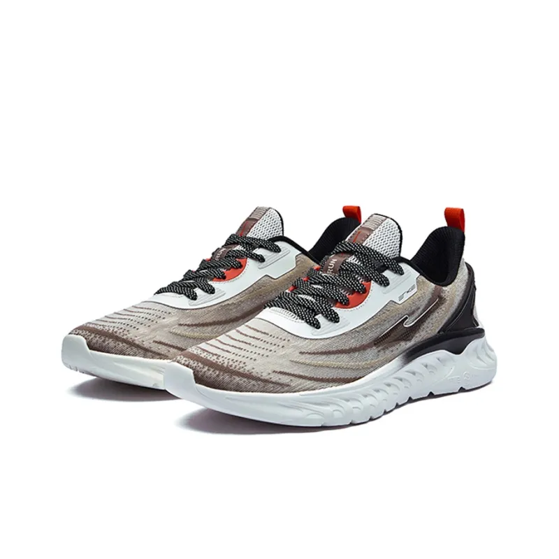 Erke Rebound Cushioning Lightweight Wear Resistant Slip Resistant Low Top Running Shoes Men's White Gray-1