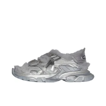 Balenciaga Track Sandal 'Fake Fur   Silver'