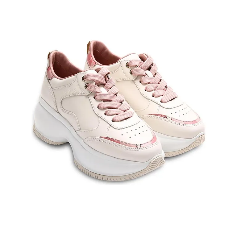 HOGAN Maxi I Active Wear-Resistant Mid-Top Casual Shoes Women's Apricot-1