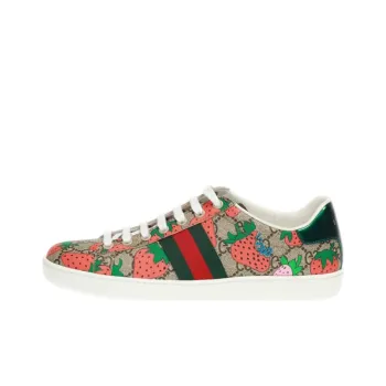 GUCCI Gg Supreme Ace Strawberry Sneakers Beige Multi Women's