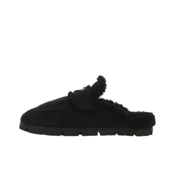 PRADA Triangle logo Shearling Slippers