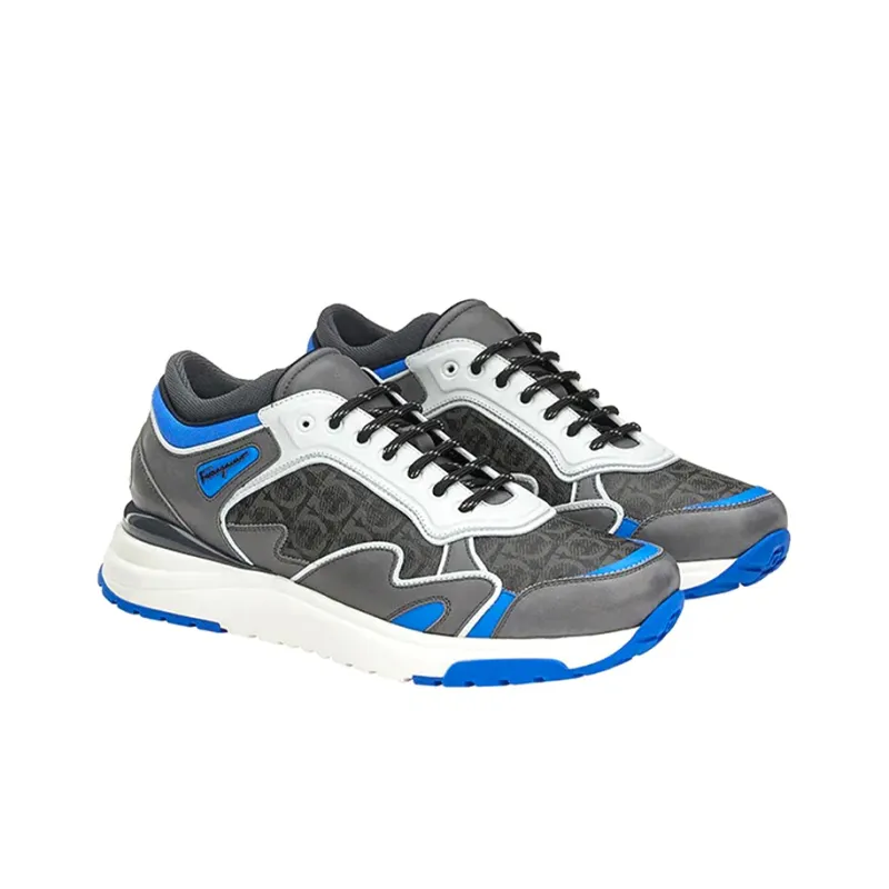 FERRAGAMO GANCINI Low Top Casual Shoes Men's Black Blue-2
