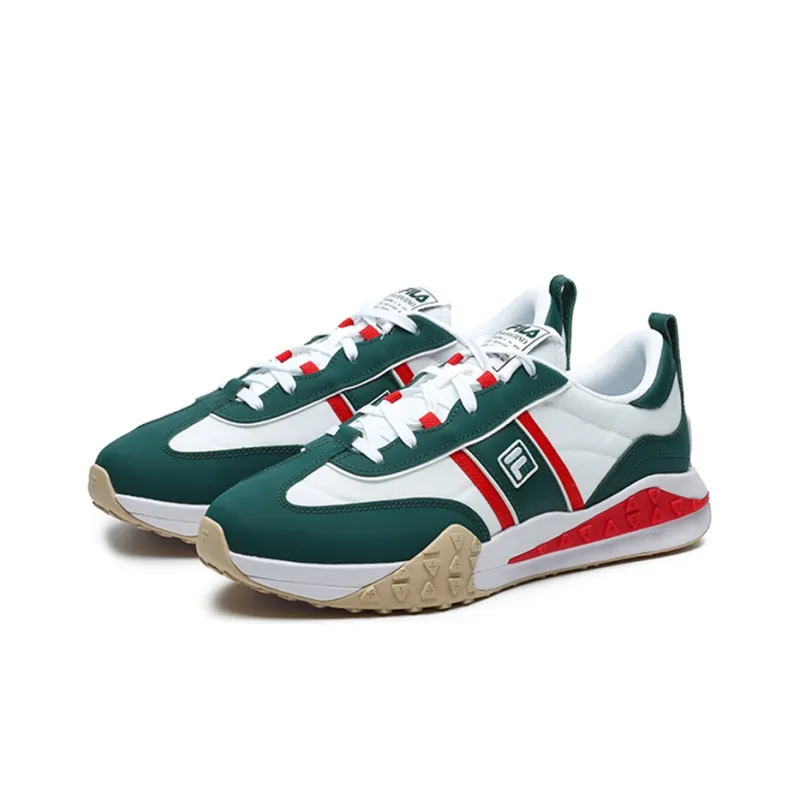 FILA Brick Cushioning Anti Slip And Wear Resistant Support Lightweight Rebound Low Top Casual Shoes Men's White Green-2