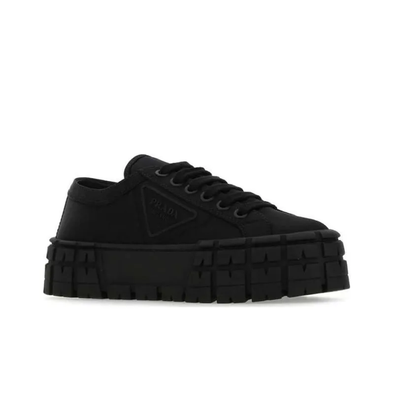 PRADA Women's Gabardine Wheel Platform 'Triple Black'-2