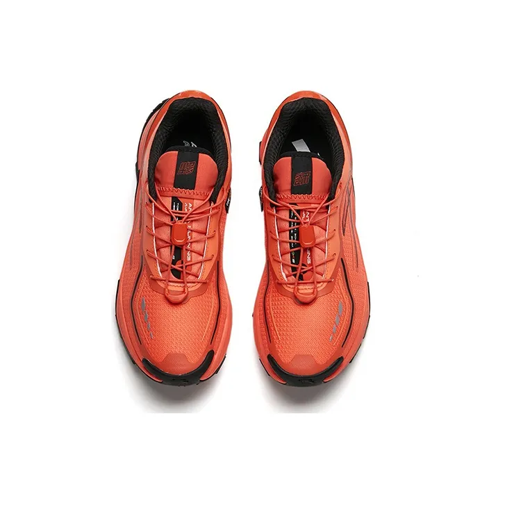 Anta Cushioning Anti-Slip Wear-Resistant Breathable Height Increasing Low-Top Running Shoes Men's Orange Black-2
