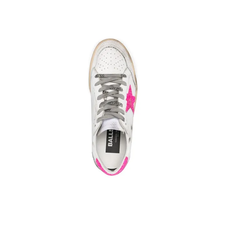 Golden Goose Ball Star Low-Top Stylish Skateboarding Shoes Women's White Pink-3