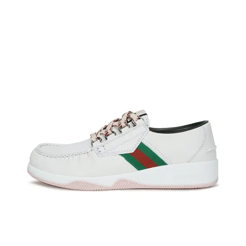 GUCCI Leather Web Lace Up Low 'White'