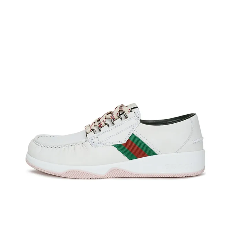 GUCCI Leather Web Lace Up Low 'White'-0