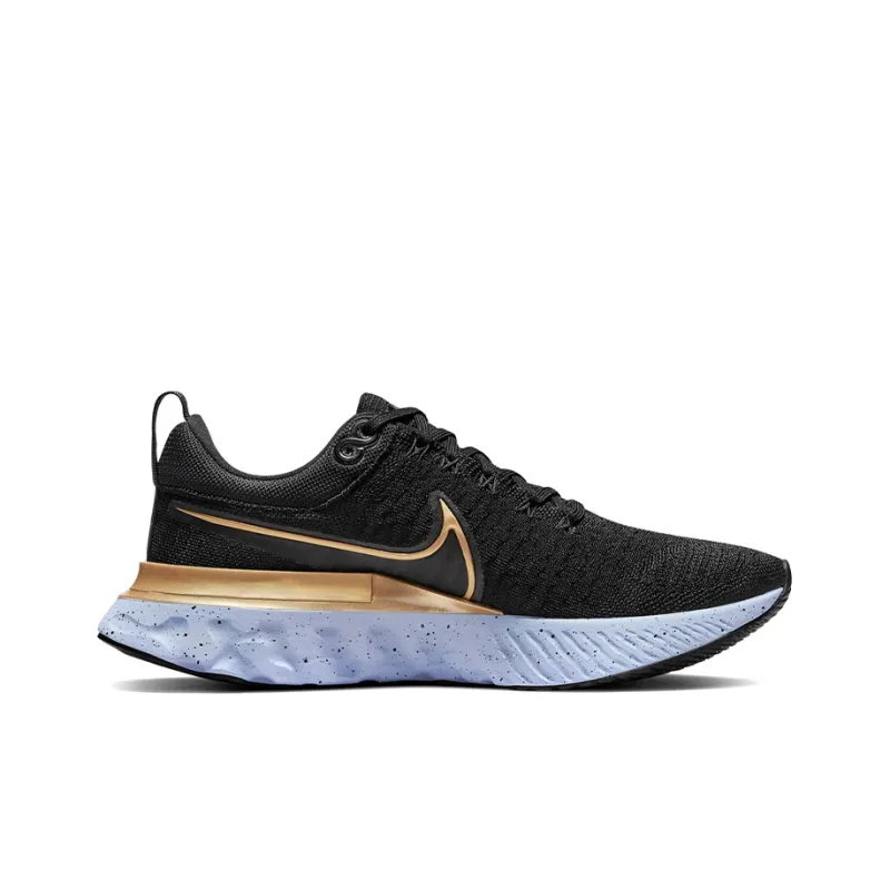 Nike React Infinity Run Flyknit 2 Black Metallic Gold Women's-1