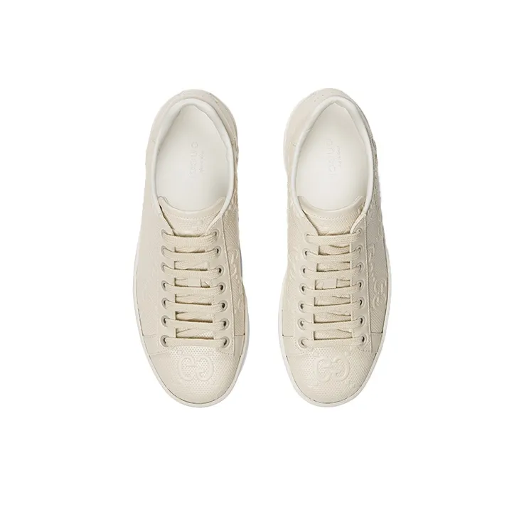 GUCCI Ace GG Embossed Cream Women's-2