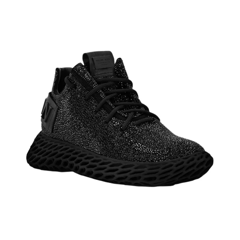 PHILIPP PLEIN Crystal-embellished Leather Sneakers-1
