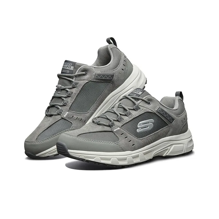 Skechers Wear resistant And Lightweight Low Top Casual Shoes Men's Gray White-2