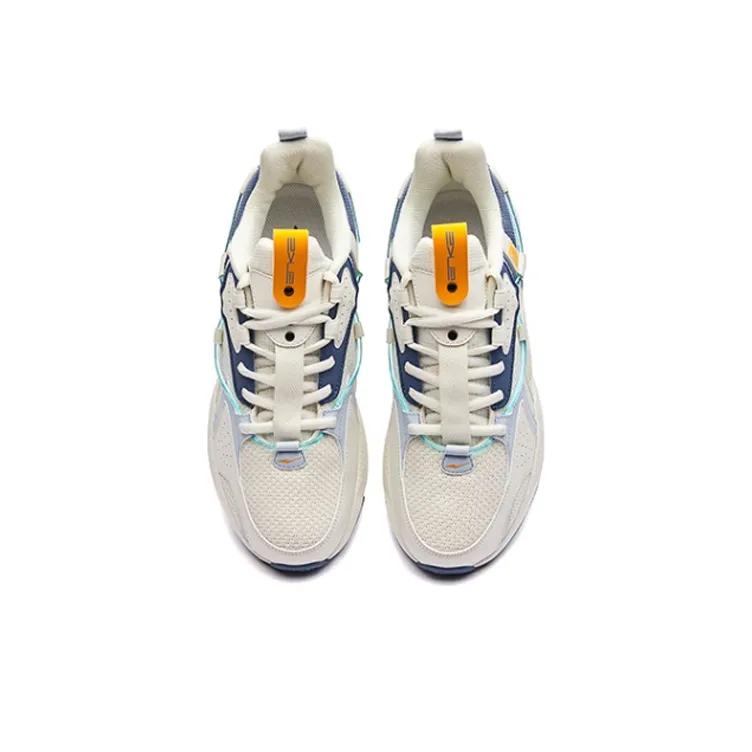 Erke Egret Breathable Low Top Running Shoes Men's White Blue-2