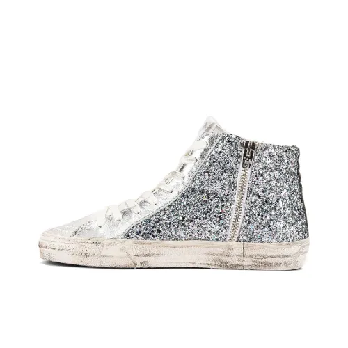 Golden Goose Slide Skateboard Shoes Women's High-Top Silver