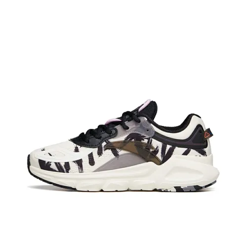 ANTA Running Shoes Women's Low-Top Ivory White/Black/Sandstorm Grey