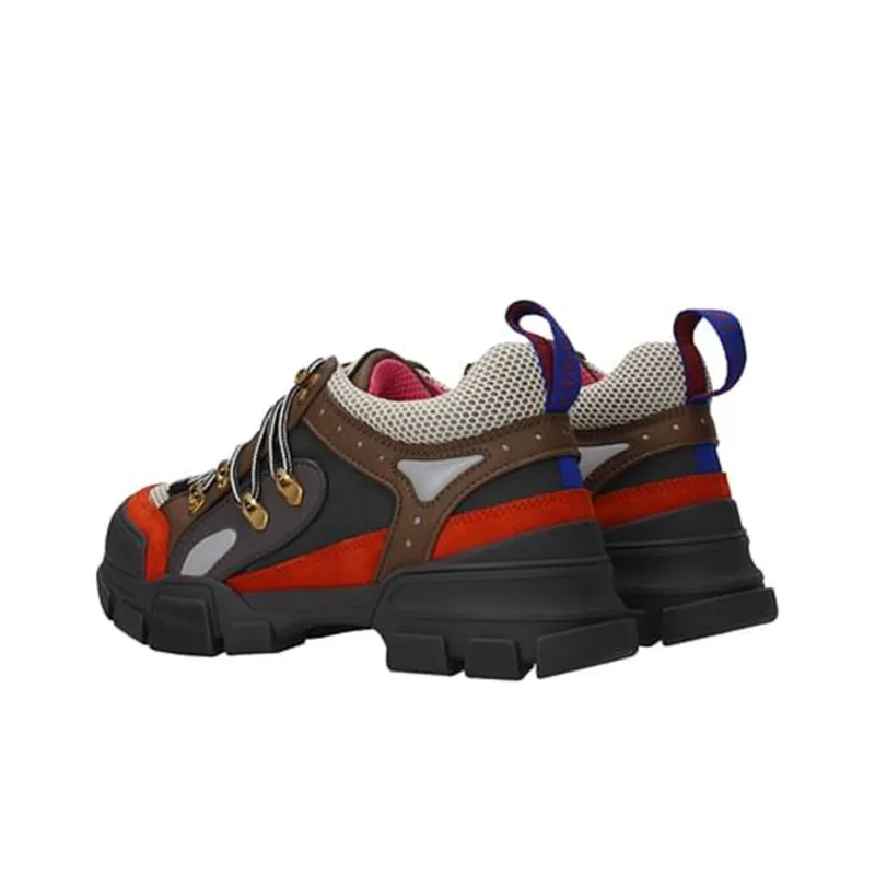 GUCCI Flashtrek Cushioned Slip-Resistant Breathable Lightweight Low-Top Casual Shoes Men's Black Red Gray-2