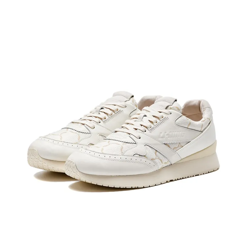 LI NING 1990 Cushioning Anti Slip And Wear Resistant Low Top Running Shoes Women's Ecru-2