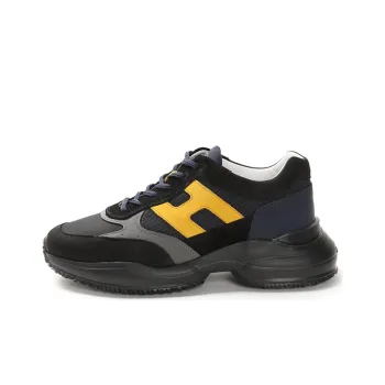 HOGAN Interaction Wear-Resistant Low-Top Casual Shoes Men's Black Gray Yellow