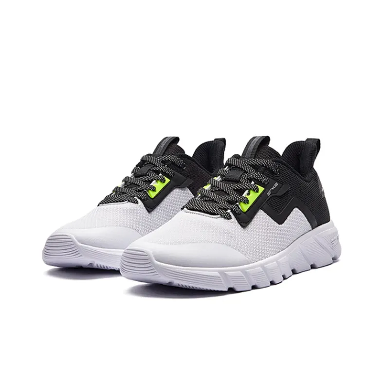 Erke Anti Slip And Wear Resistant Breathable Low Top Casual Shoes Men's White Black-1